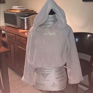 Super Soft Woven Hooded Crop Sweater